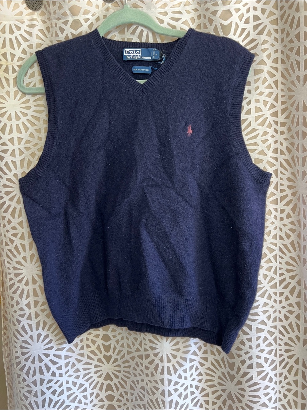 Polo by Ralph Lauren Navy V-Neck 100% Wool Sweater Vest